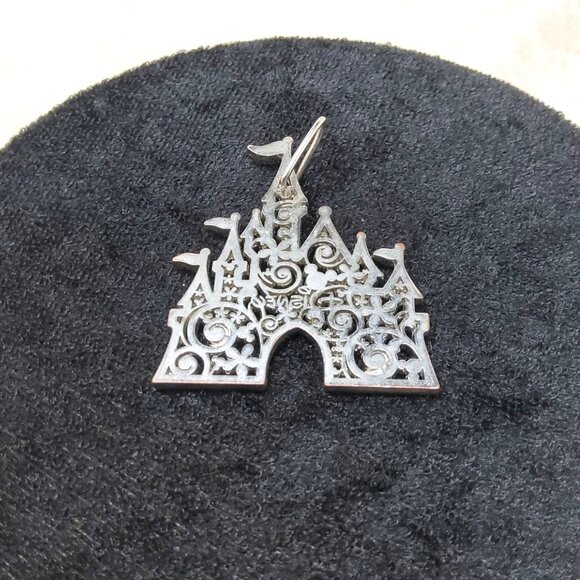 Disneyland Castle Silhouette Metal Keychain Silver Disney Collectible - Picture 2 of 4
